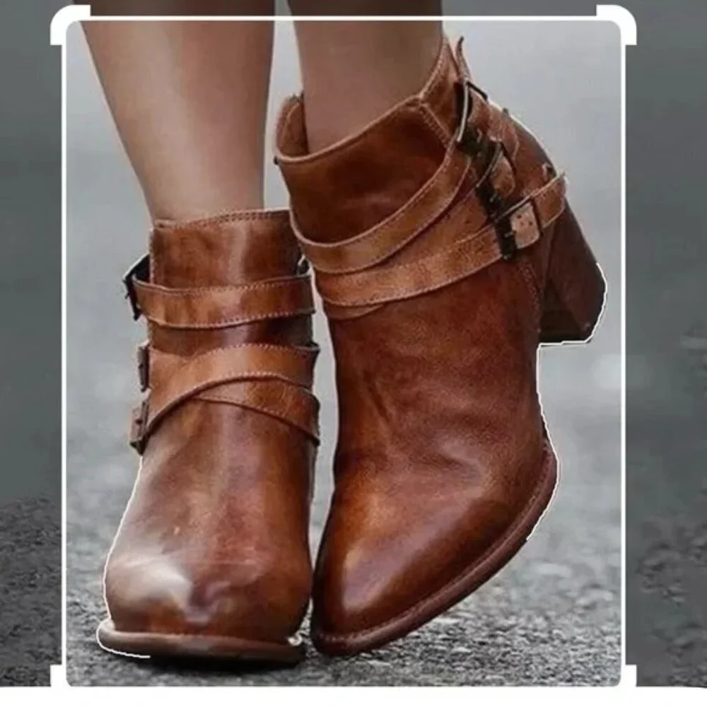Bed Stu Begin Women's Cognac Dip Dye Leather Buckle Cobbler Ankle Boots Sz 7 - Picture 11 of 11
